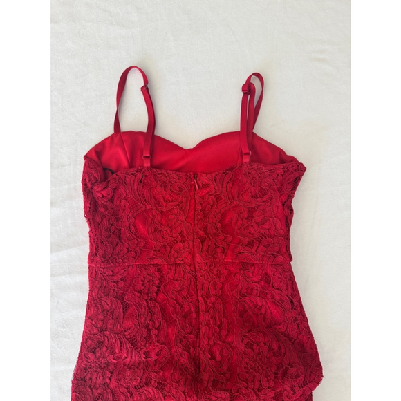 Women's Lulus Red Midi Lace formal Bodycon Dress size EXTRA SMALL - Picture 7 of 9